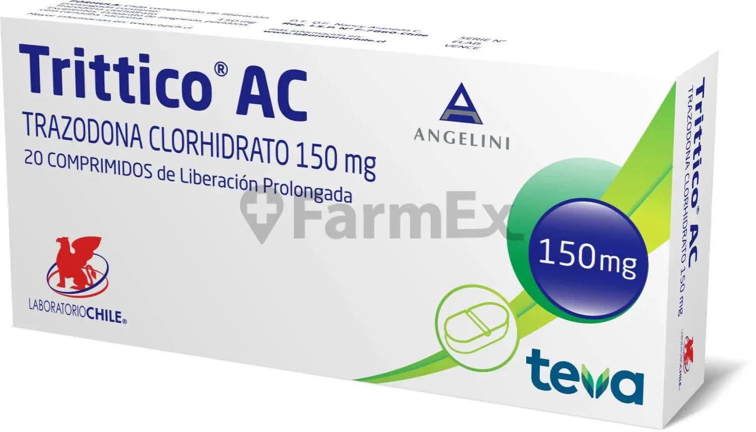 Trittico AC 150 mg x 20 comprimidos susc-1 de 5 meses Farmex-Suscripciones-Persistente